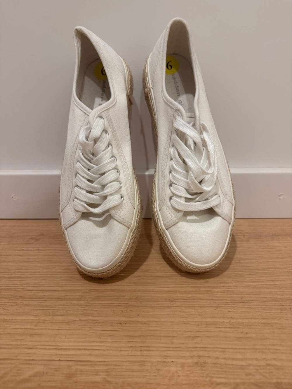Madden Girl Cream Canvas Espadrille Platform Sneakers
